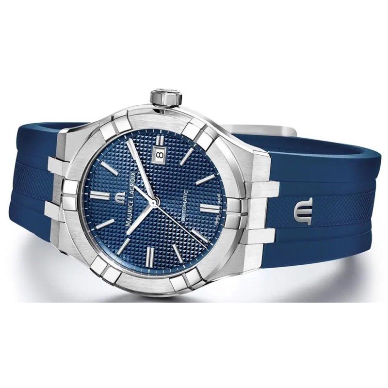 Maurice Lacroix AI6008-SS00F-430-C + рем каучук синий Maurice Lacroix AI6008-SS00F-430-C + рем каучук синий