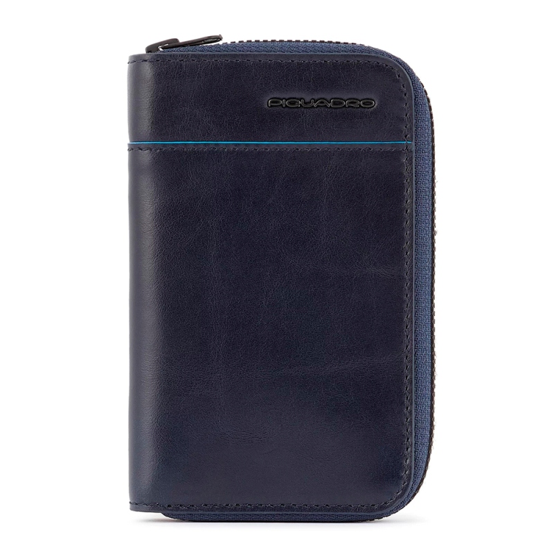 Piquadro B2 REVAMP/Blue  Портмоне верт. на молнии с RFID защитой (8x13x2)