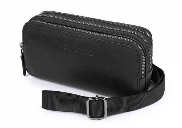 Piquadro BK SQUARE/Black  Сумочка с 3 отдел. на молнии (19,5x10x6,5)