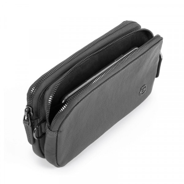 Piquadro BK SQUARE/Black  Сумочка-клатч с 2 отдел. на молнии с RFID защитой (20x11x4)