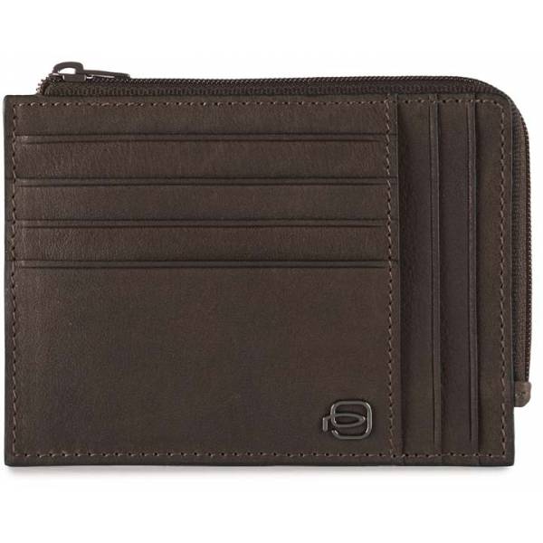Piquadro BK SQUARE/D.Brown  Кредитница с отдел. для монет на молнии с RFID защитой (12,5x9x1)