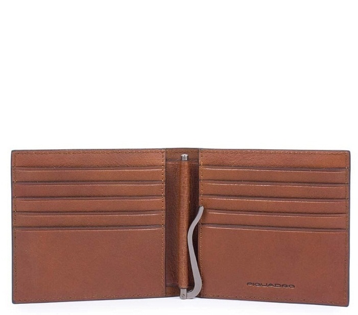 Piquadro BK SQUARE/Tobacco  Портмоне с зажимом д/банкнот с RFID защитой (10,5x9,5x1,5)