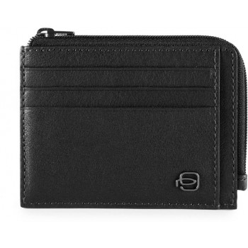 Piquadro BL SQUARE/Black  Кредитница с отдел. для монет на молнии с RFID защитой (11,5x8x1)