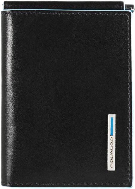 Piquadro BL SQUARE/Black  Портмоне верт. с зажимом для банкнот (8x10x2)