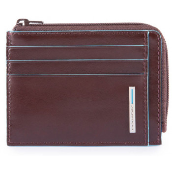 Piquadro BL SQUARE/Cognac  Кредитница с отдел. для монет на молнии с RFID защитой (11,5x8x1)