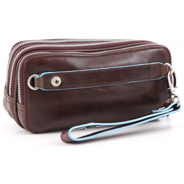 Piquadro BL SQUARE/Cognac  Сумочка на 3 отдел. с молнией на ремне (19,5x10x6,5)