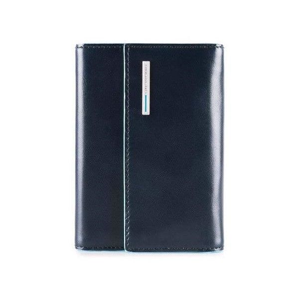 Piquadro BL SQUARE/Navy Blue  Портмоне верт. с отдел. для 12 кред.карт с RFID защитой (12,5x9x2,5)