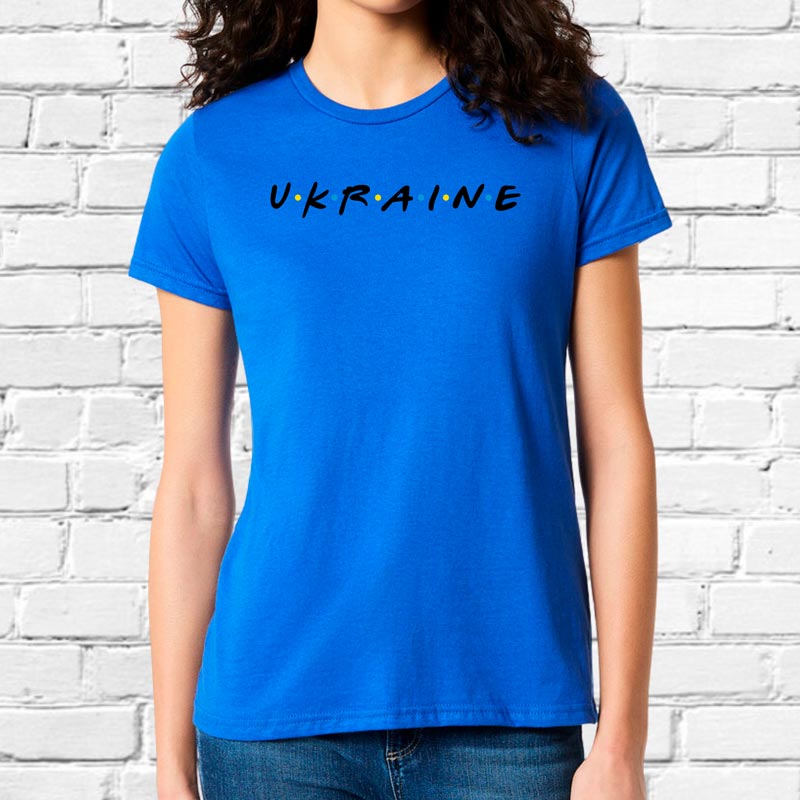 Без бренда Футболка жіноча синя з вишивкою Ukraine