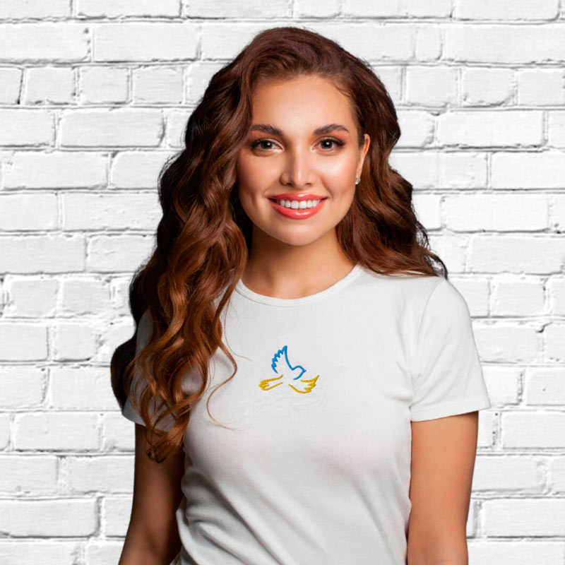 Без бренда Футболка з вишивкою голуба 02-1