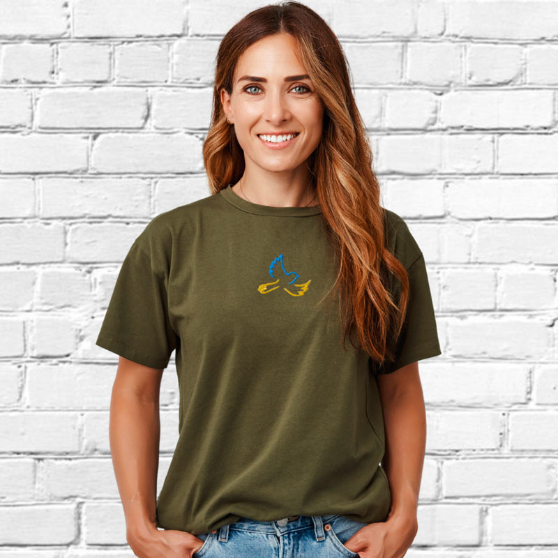 Без бренда Футболка з вишивкою голуба 02-2