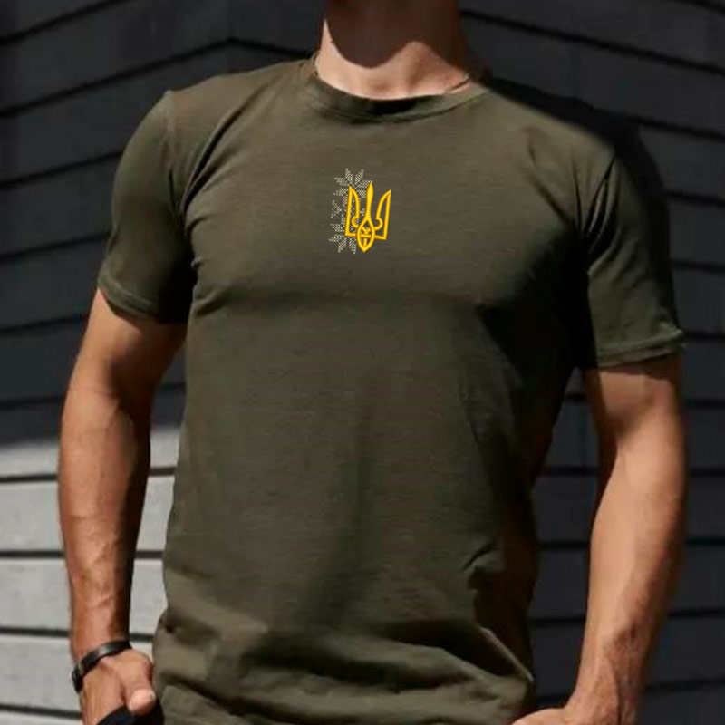 Без бренда Футболка з вишивкою тризуба 01-1