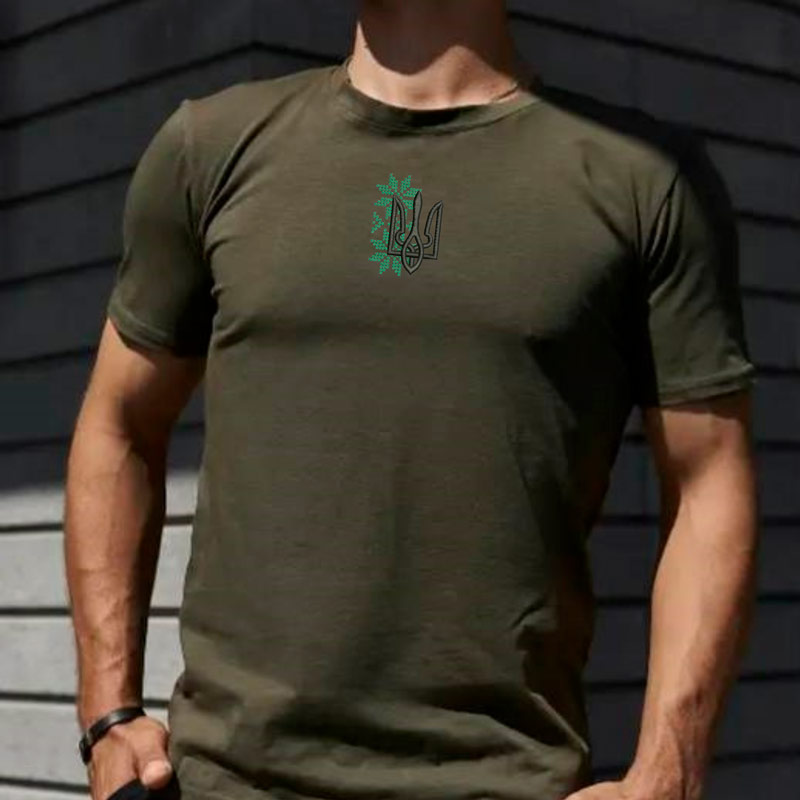 Без бренда Футболка з вишивкою тризуба 01-2