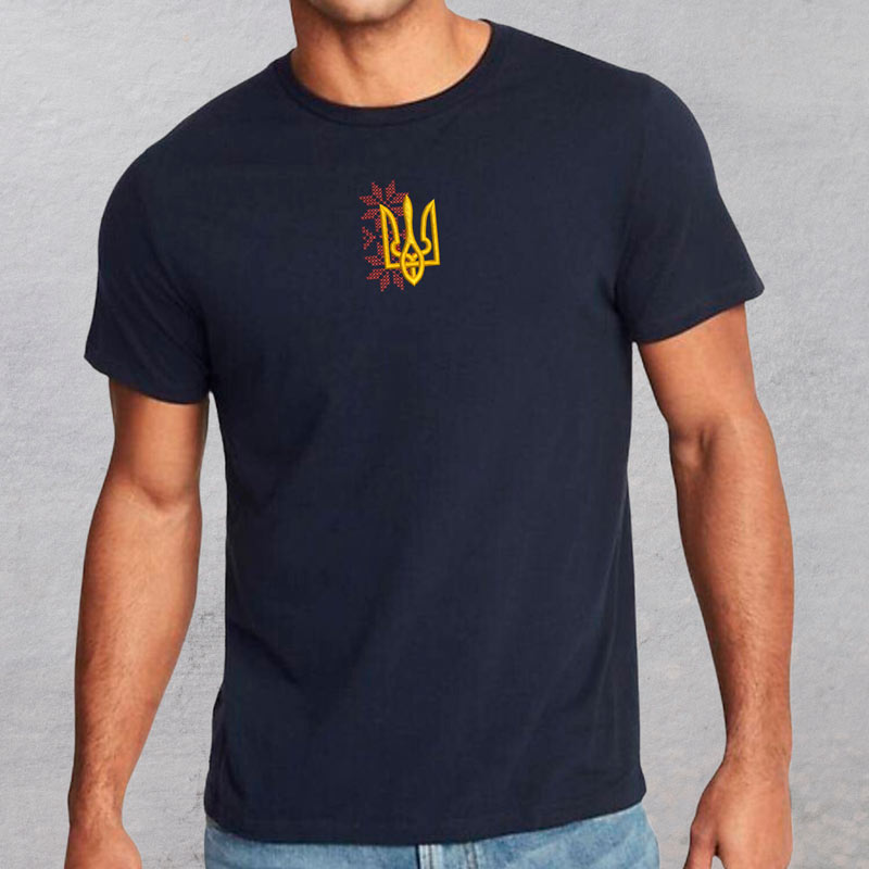 Без бренда Футболка з вишивкою тризуба 01-5