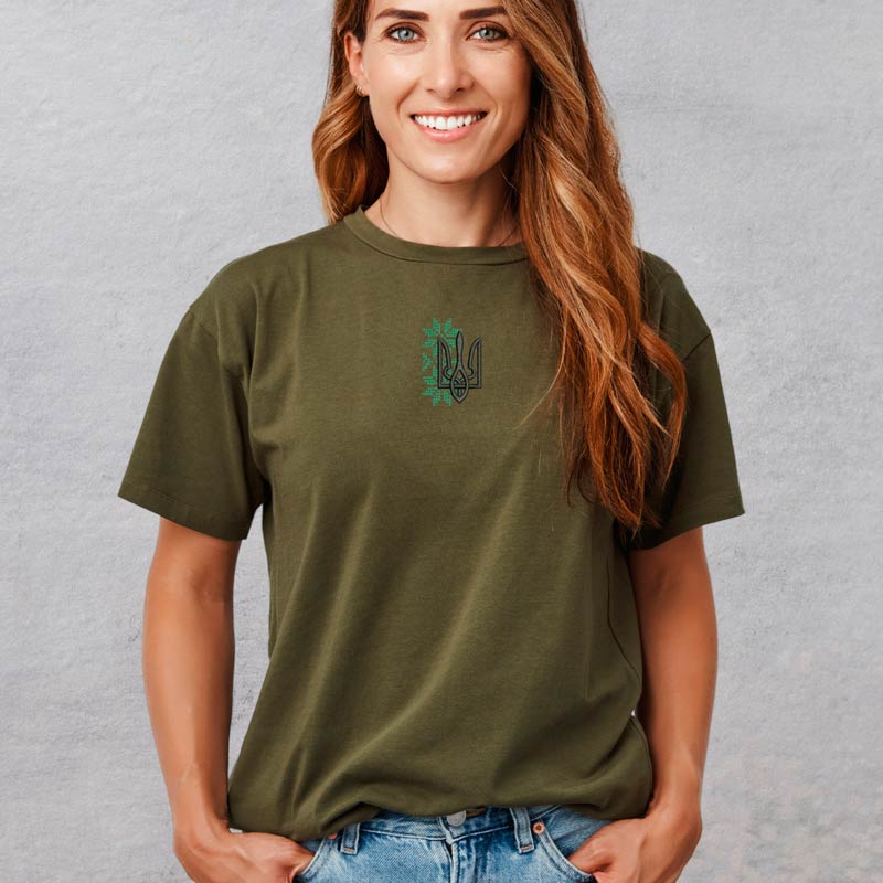 Без бренда Футболка з вишивкою тризуба 02-6