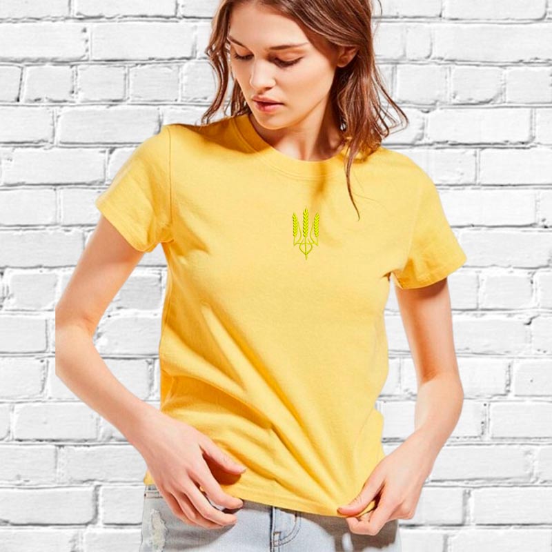 Без бренда Футболка з вишивкою тризуба (колос) 02-5