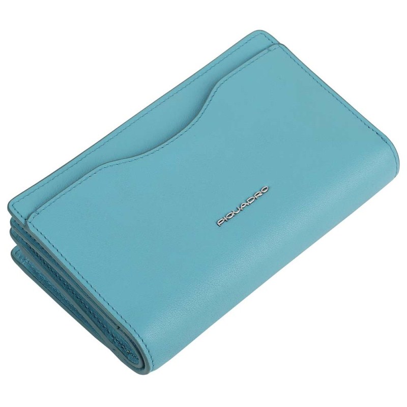 Piquadro LINA/L.Blue  Портмоне верт. с отдел. для монет на молнии с RFID защитой (9x15,5x3)