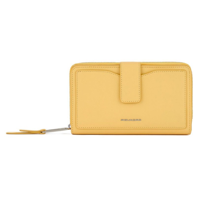 Piquadro LINA/Yellow  Портмоне верт. карман для монет на молнии с RFID защитой (10,5x18x3,5)
