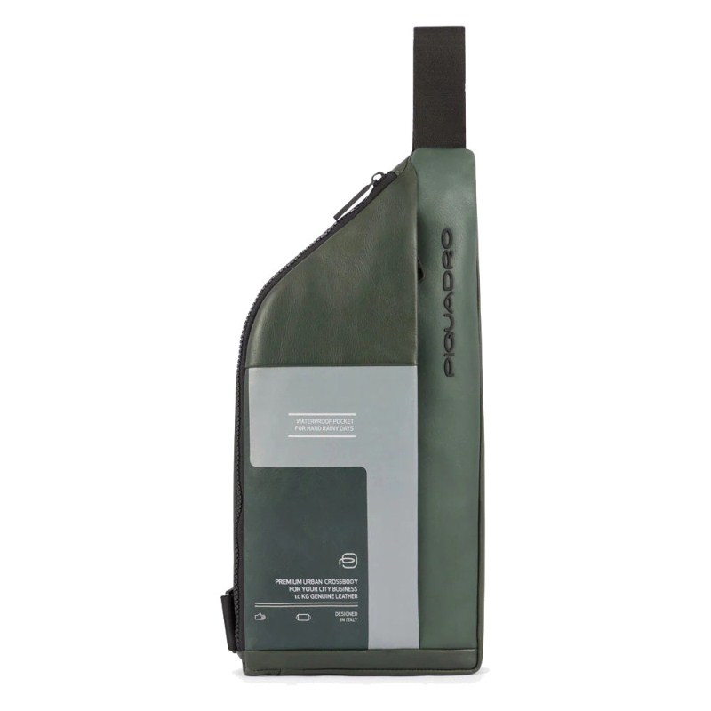 Piquadro QUENTIN/Green  Монорюкзак с отдел. д/iPad Mini (17x37x6,5)