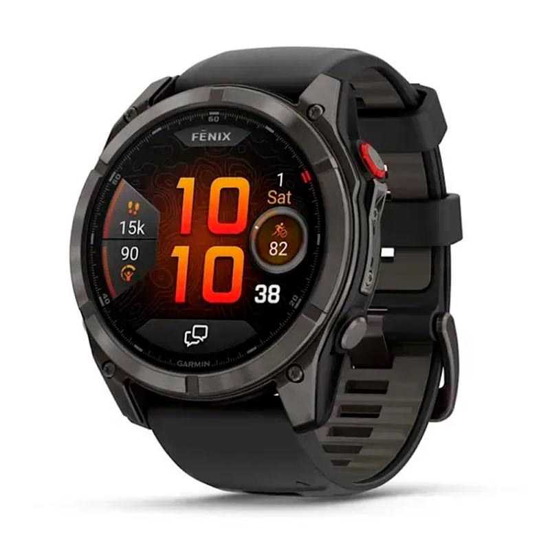 Garmin Смарт-часы Garmin Fenix ​​8 Pro (51 mm) AMOLED Sapphire, титан Carbon Gray DLC с силиконовым черно-серым ремешком