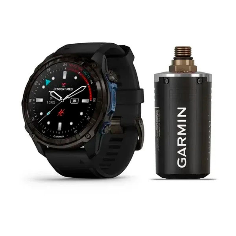 Garmin Смарт-годинник Garmin Descent Mk3i - 51 мм, титан Carbon Grey DLC з чорним силіконовим ремінцем + трансивер Descent T2