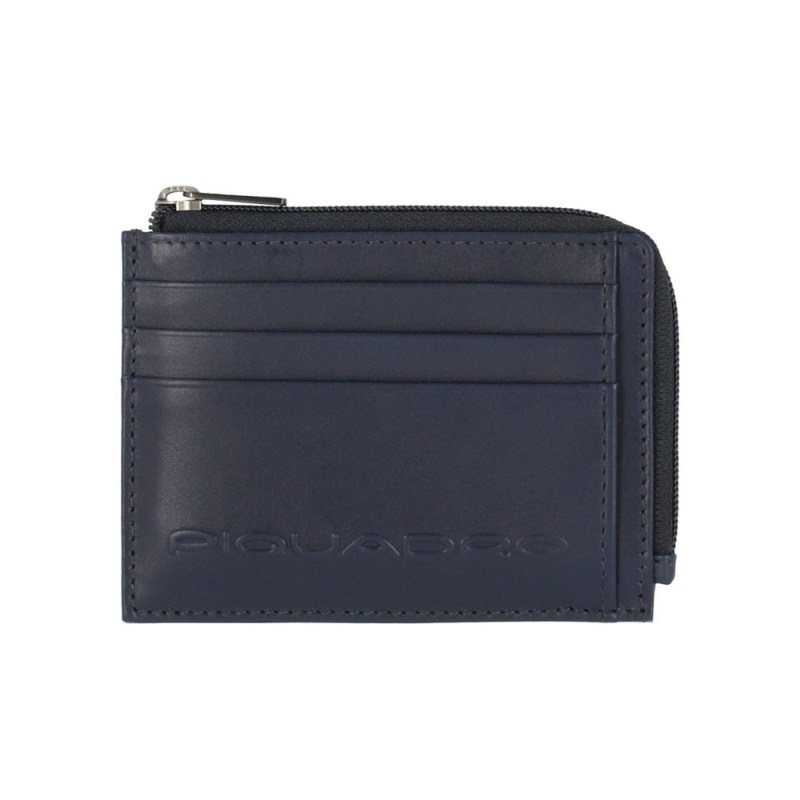 Piquadro STEVEN/Blue  Кредитница с отдел. для монет на молнии с RFID защитой (11,5x8x1)