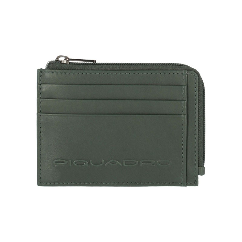 Piquadro STEVEN/Green  Кредитница с отдел. для монет на молнии с RFID защитой (11,5x8x1)