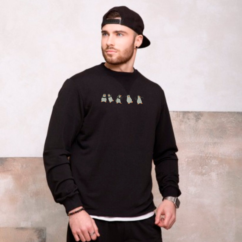 Без бренда Світшот легкий з вишивкою пінгвіни 01-1