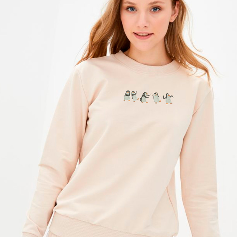 Без бренда Світшот легкий з вишивкою пінгвіни 02-1