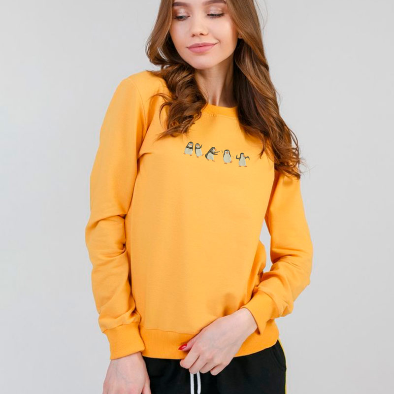 Без бренда Світшот легкий з вишивкою пінгвіни 02-6