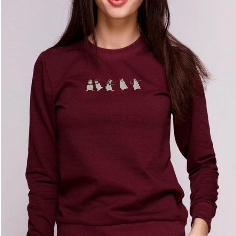 Без бренда Світшот легкий з вишивкою пінгвіни 02-7