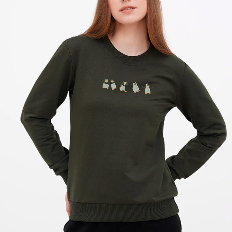 Без бренда Світшот легкий з вишивкою пінгвіни 02-8