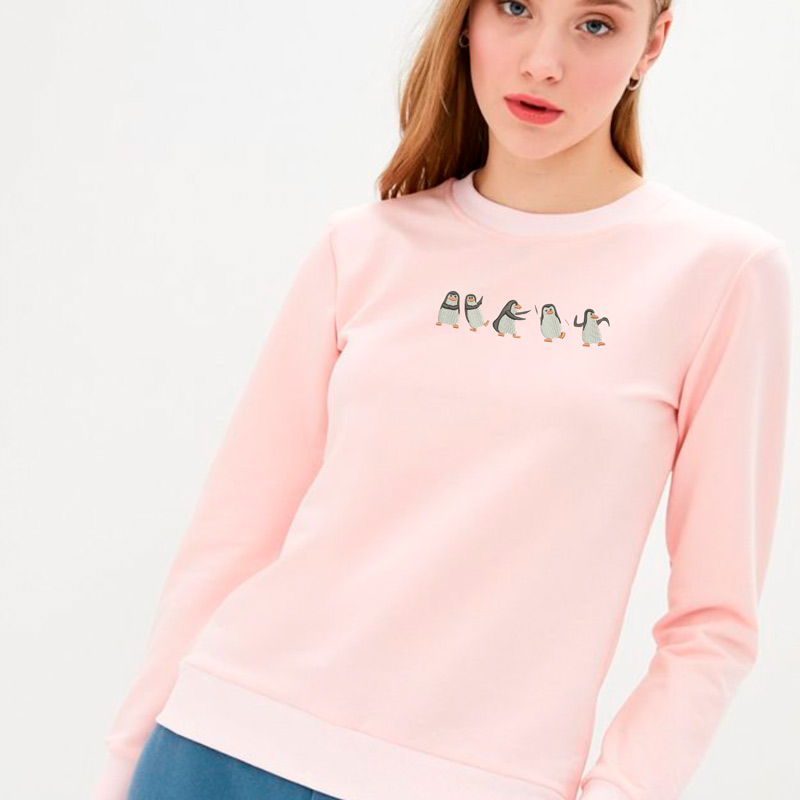 Без бренда Світшот легкий з вишивкою пінгвіни 02-9