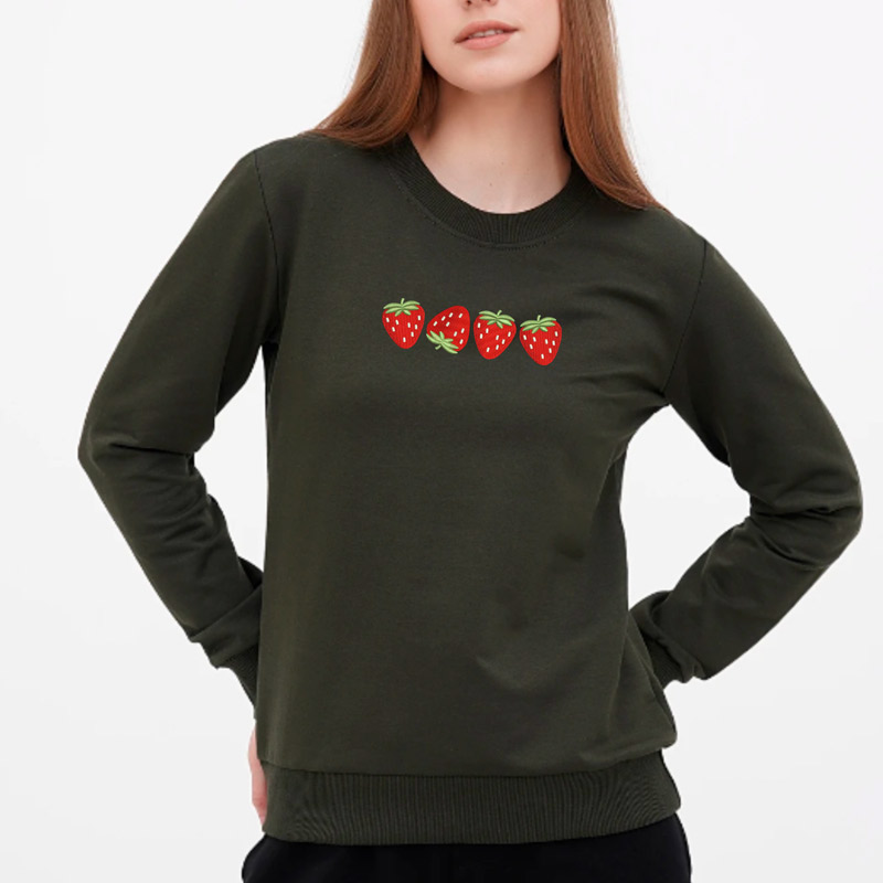 Без бренда Світшот легкий з вишивкою полуниці 02-1