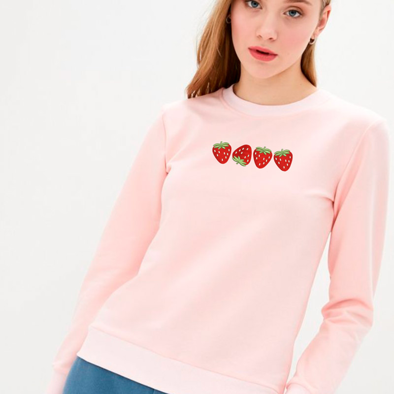 Без бренда Світшот легкий з вишивкою полуниця 02-8