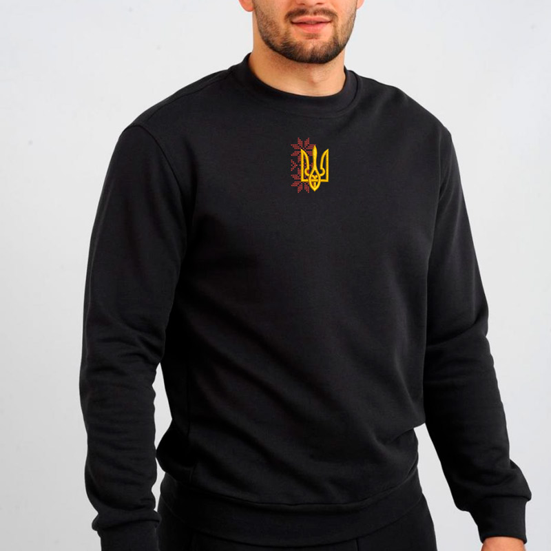 Без бренда Світшот легкий з вишивкою тризуба 01-2