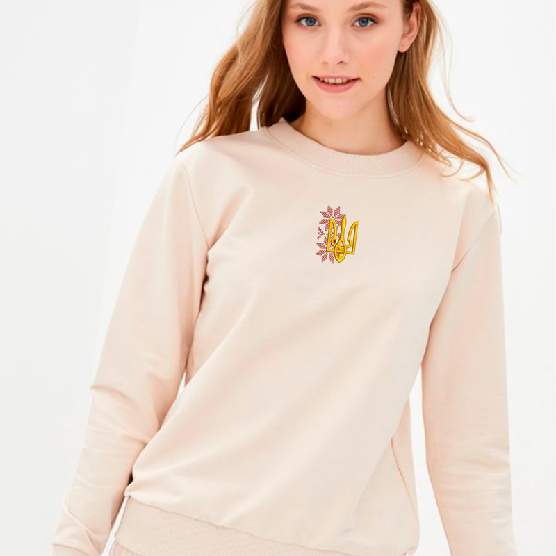 Без бренда Світшот легкий з вишивкою тризубця 02-2