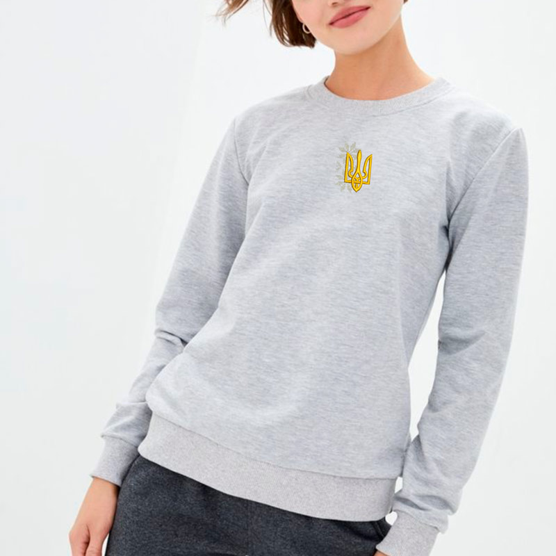 Без бренда Світшот легкий з вишивкою тризубця 02-7